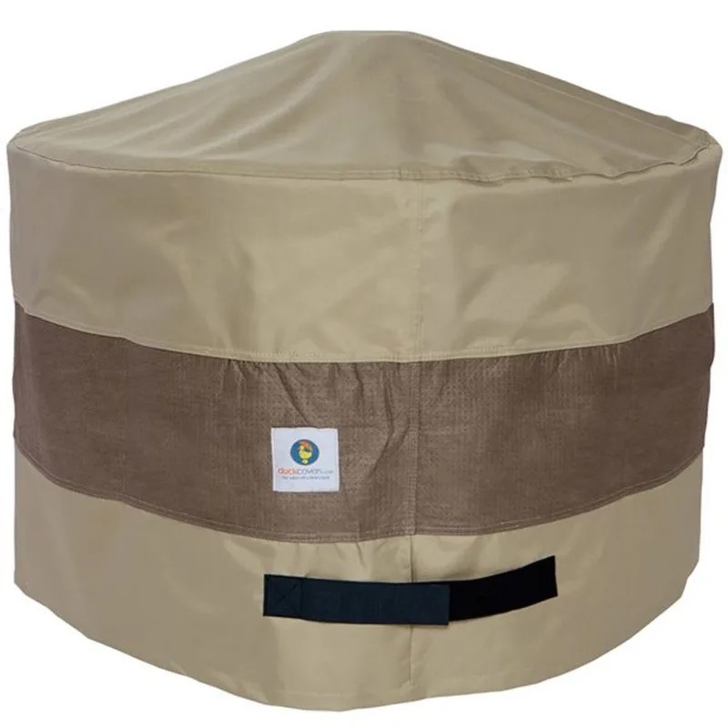 Duck Covers Elegant Round Fire Pit Cover - 50-in - Swiss Coffee