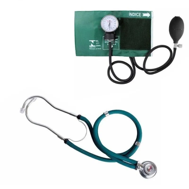 Kit Esfigmomanômetro + Estetoscópio Rappaport Verde G-Tech