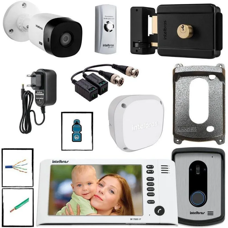 Kit Video Porteiro Iv 7010hf Intelbras Completo Pra Instalar