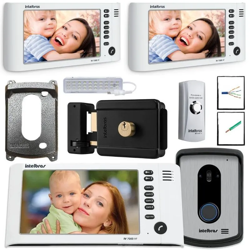 Kit Interfone Camera IV7010HF Intelbras 2 Extensão fechadura