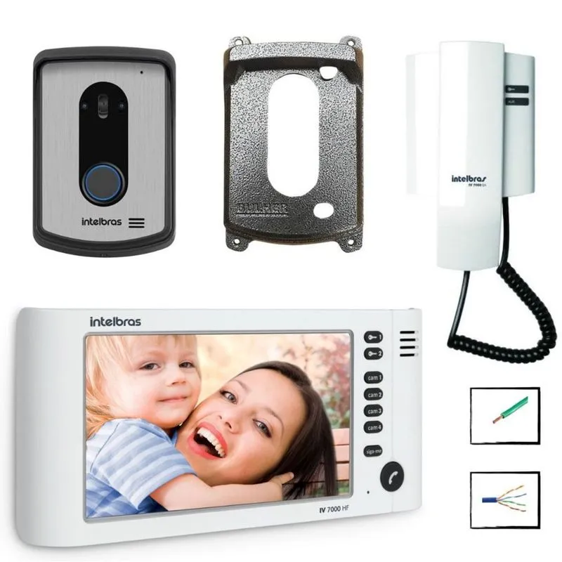 Kit Video Porteiro IV 7010 HF Intelbras com cabos e extensão
