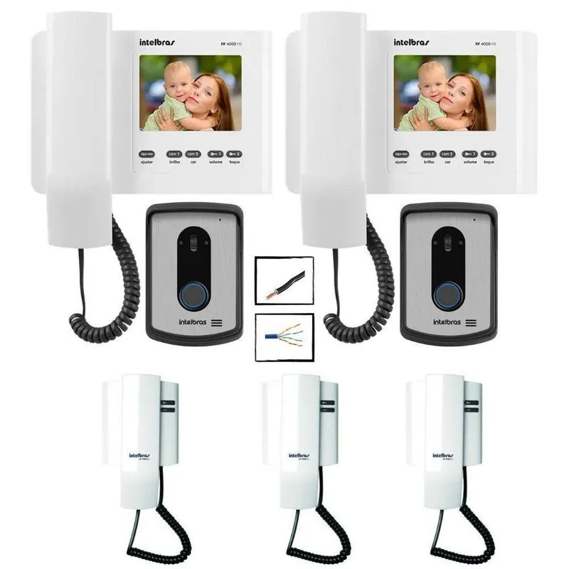 Kit Video Porteiro Intelbras Para 2 Entradas Com Fechaduras