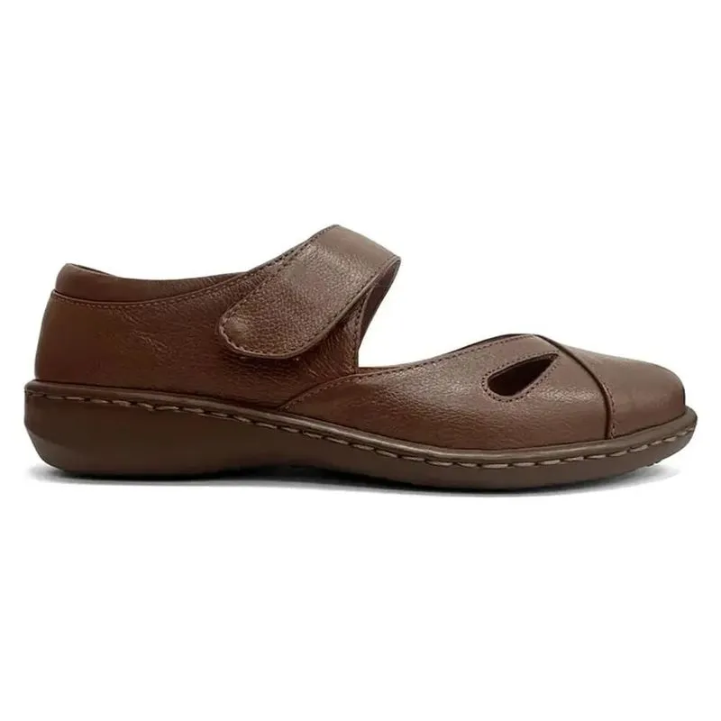Sapato Opananken Linhaça Marrom Slim Fly Feminino Couro 40