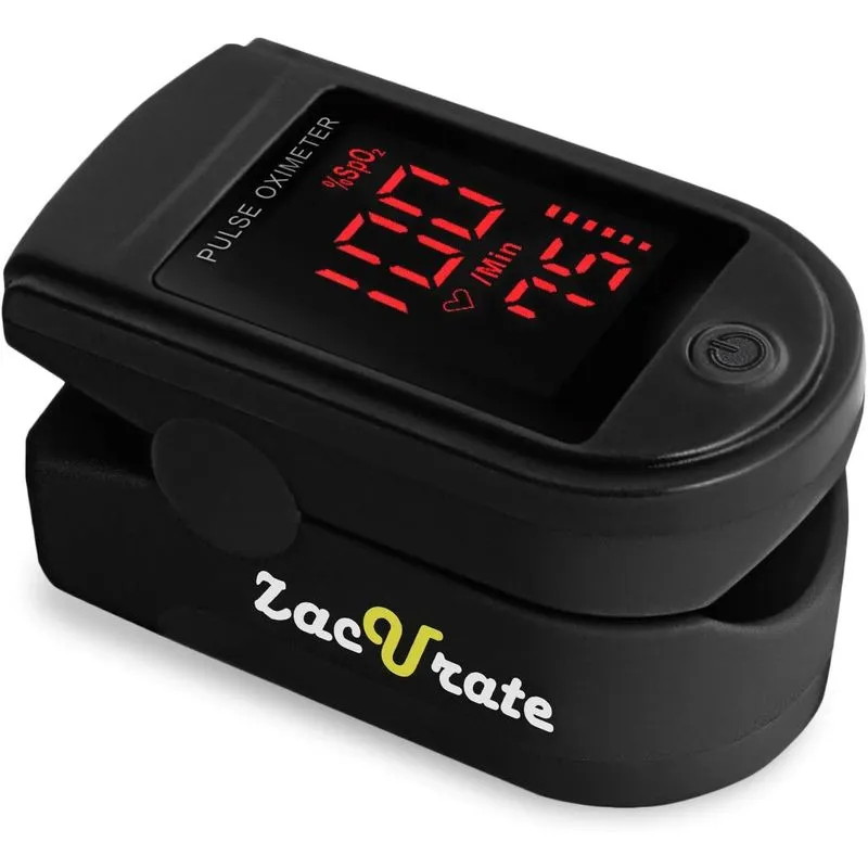 Zacurate Pro Series 500dl Fingertip Pulse Oximeter Blood Oxygen Saturation Monitor Com Tampa De Silício, Baterias E Lanyard (royal Black)