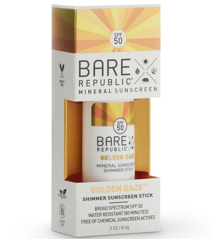 BARE Republic Mineral Metallic Shimmer SPF 50 Suncreen Stick (.30oz) Golden Daze