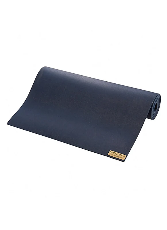 Jade Yoga Long Natural Rubber Yoga Mat 74" 8mm Midnight