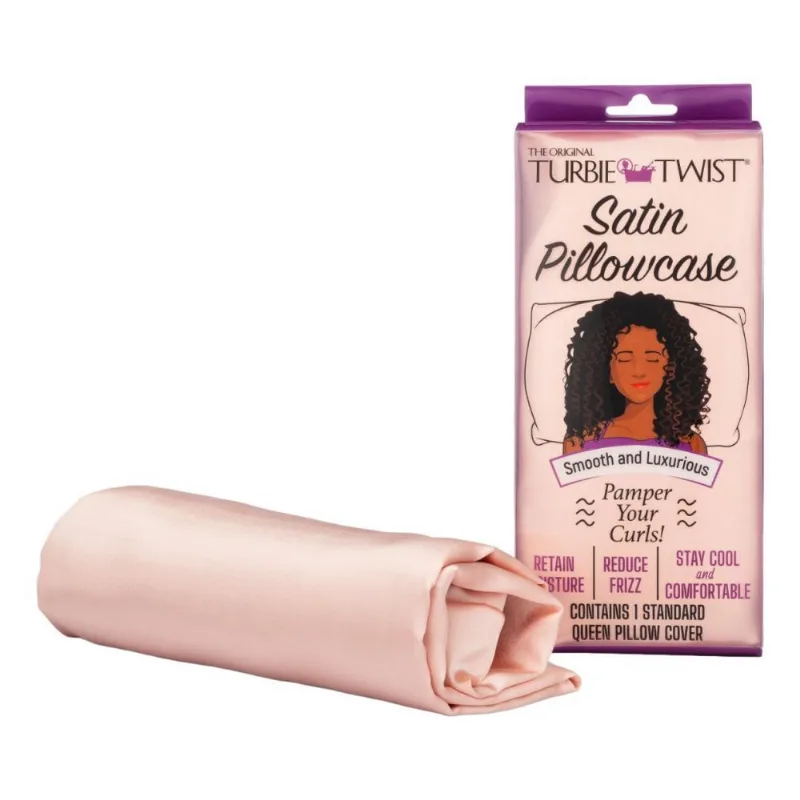 Fronha Cetim Para Cabelos Cacheados Turbie Twist Rosa