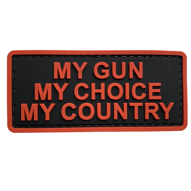 WARAGOD MY Gun PVC našivak, crno-crveni