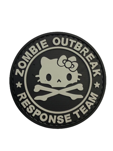 WARAGOD Zombie Outbreak Kitty PVC našivak, crno-sivi