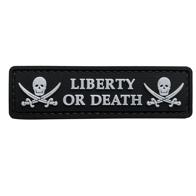 WARAGOD Liberty or Death PVC našivak, crno-bijeli