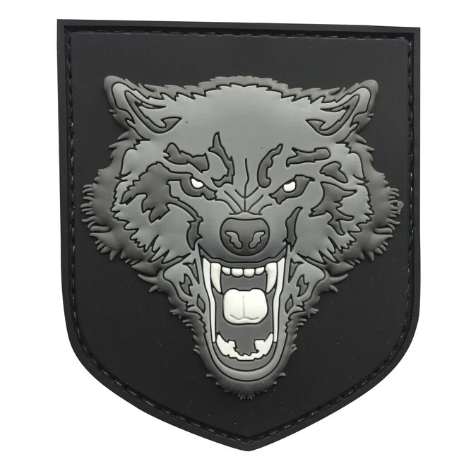 WARAGOD 3D Wolf našivak PVC, sivi