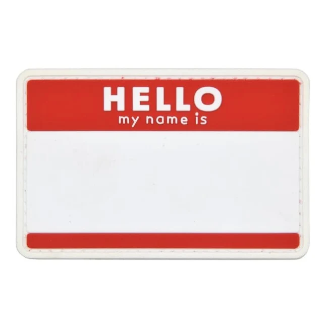 WARAGOD Hello My Name is našivak PVC Patch, Red