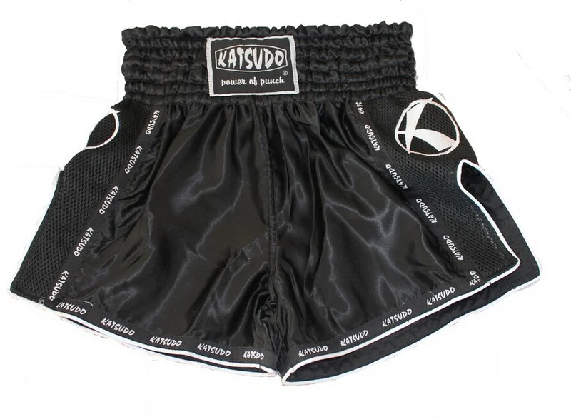 Katsudo Hurricane kratke hlače za tajlandski boks, crne XL