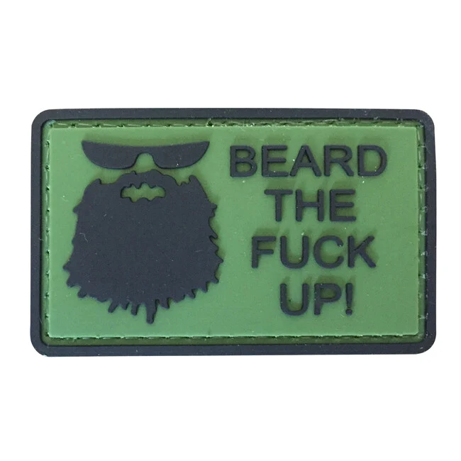 WARAGOD Beard The Fuck Up 3D našivak maslinasto zeleni, 6x3.5cm
