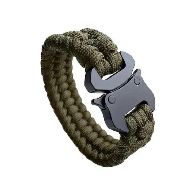 WARAGOD Avär paracord narukvica s metalnim klipom, zelena