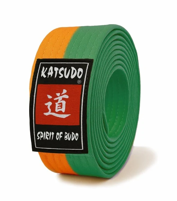 Katsudo Master pojas obi, narančasto-zeleni 220cm
