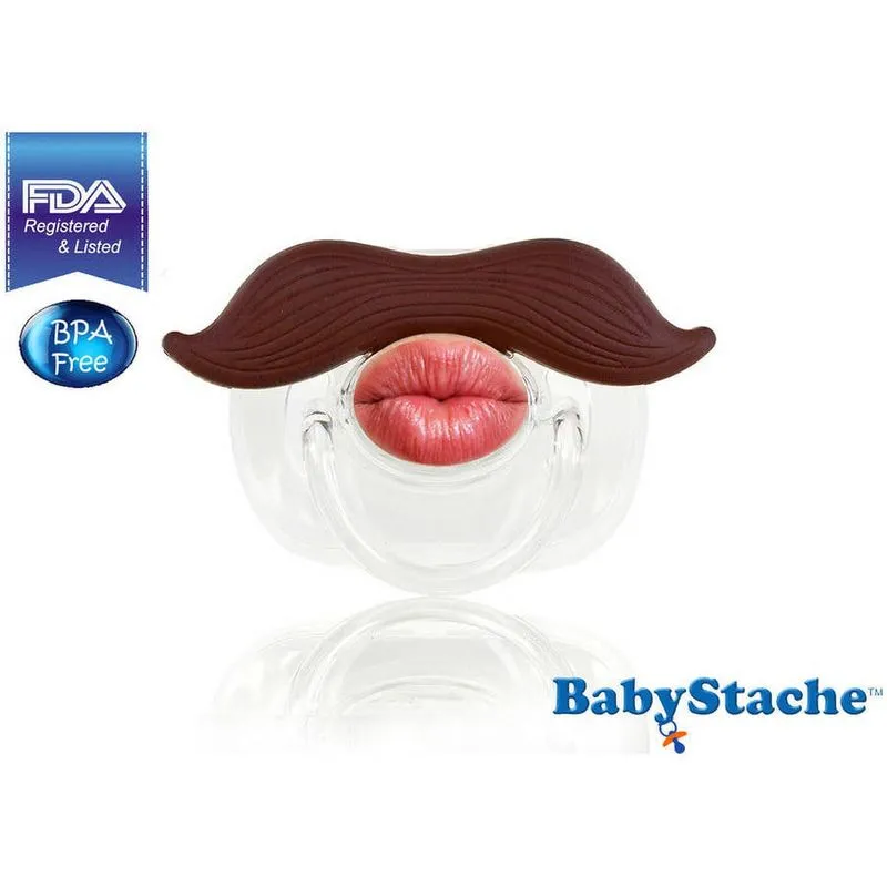 Chupeta Babystache Kissable Romeo Com Capa De Armazenamento