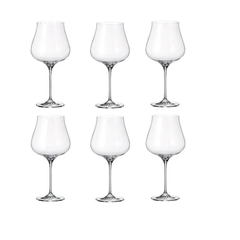 Jg 6 Taças de Cristal Bohemia Burgundy Limosa Gastro 740ml