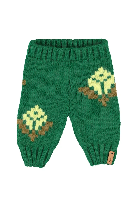 PIUPIUCHICK FOREST GREEN FLOWER PRINT KNIT PANTS 24M
