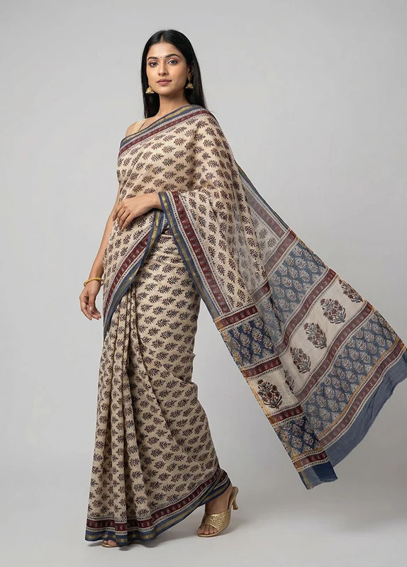 Multicolor Chanderi Silk Saree With Blouse Piece One Size