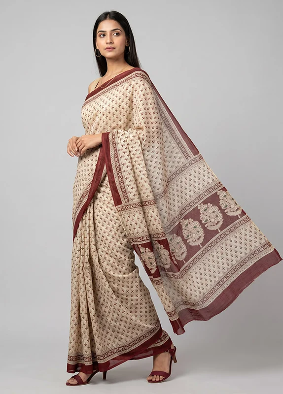 Multicolor Chanderi Silk Saree With Blouse Piece One Size