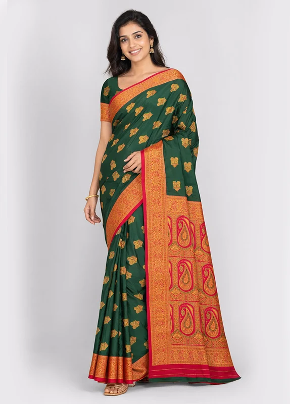 Pink Katan Silk Saree With Blouse Piece One Size