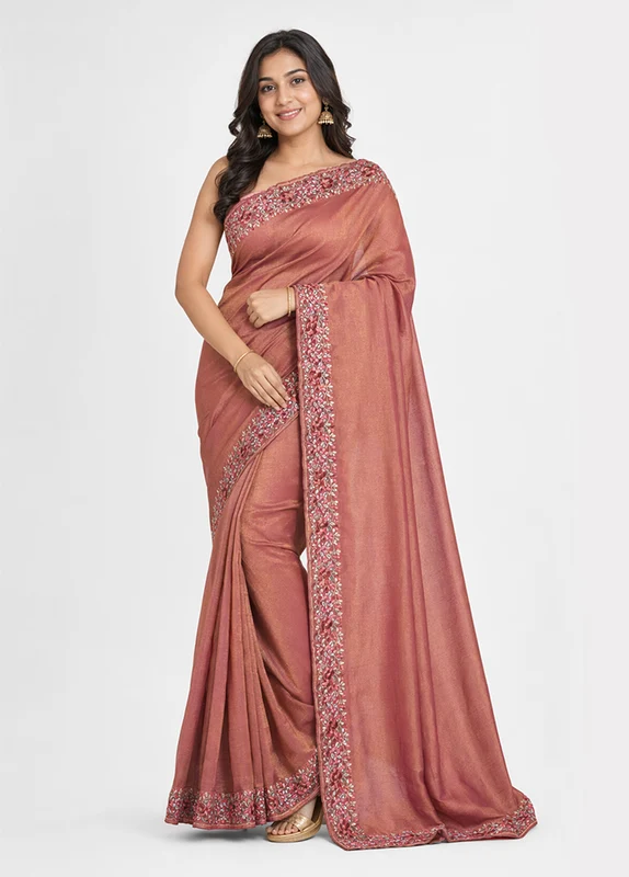 Purple Tissue Silk Saree With Blouse Piece One Size