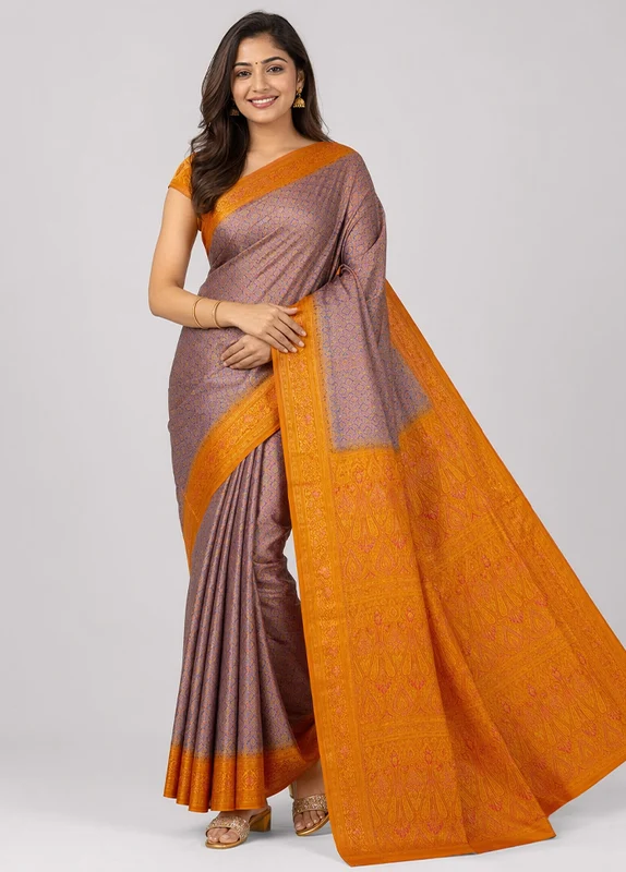 Blue Handloom Jamewar Pure Silk Saree With Blouse Piece One Size
