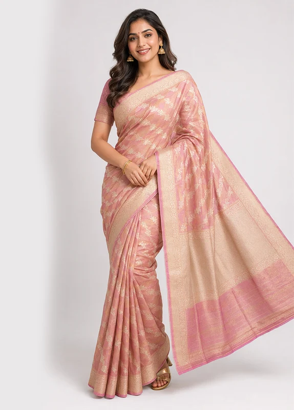 Purple Tissue Silk Saree With Blouse Piece One Size