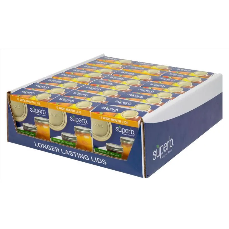 Tampa De Lata Superb Wide Mouth, Pacote Com 12 (pacote Com 24)