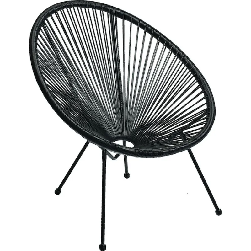 Bazik Black Steel Woven Wicker Stackable Chair