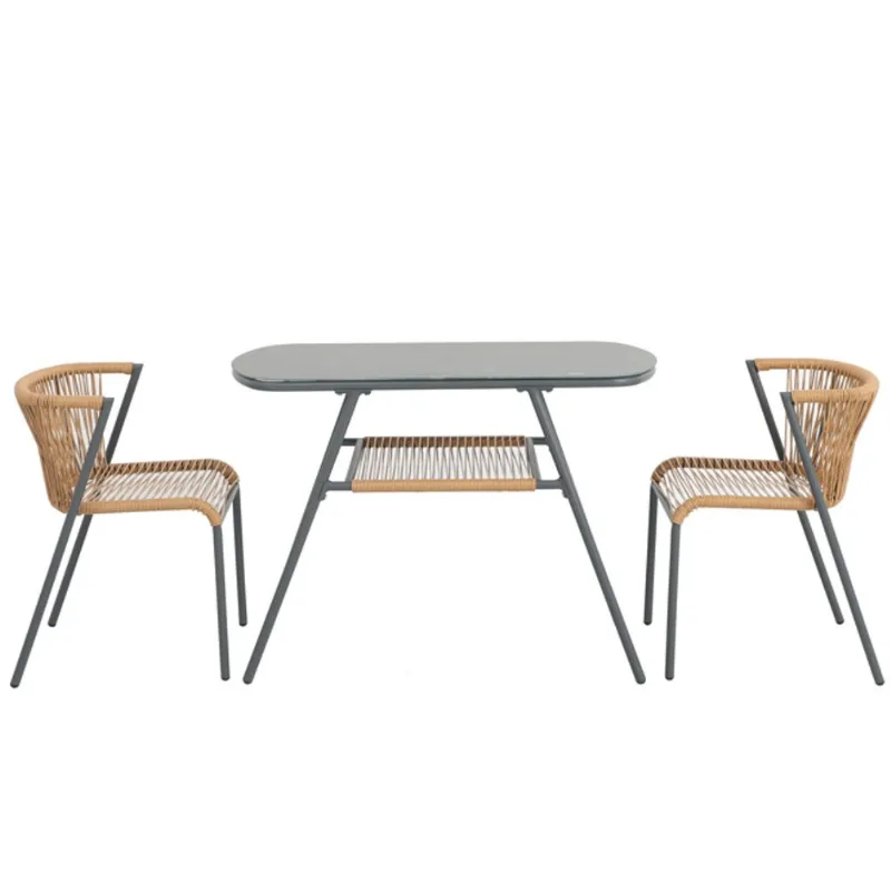 Landon & Co. Bistro Set in Wicker and Black Steel Frame - 3-Piece