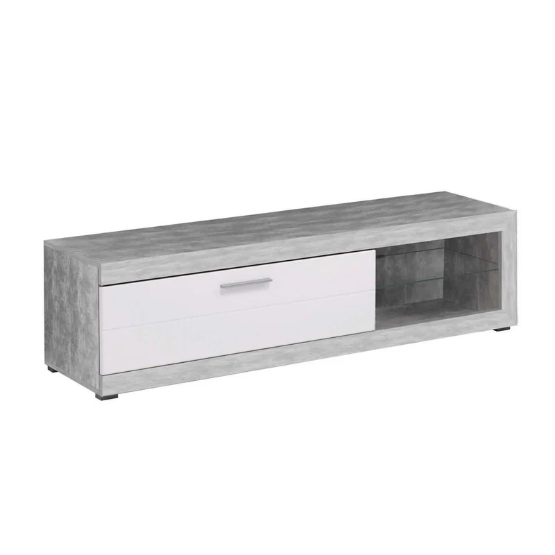 Mobile porta TV "Emily" per interno 162 x 41,5 x 43,5h cm Cemento e Bianco