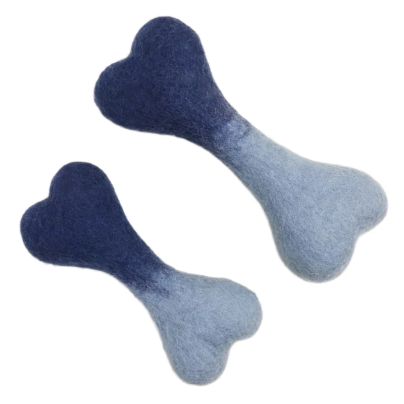 Wool Bone Dog Toy Ombre Ocean Blue / Small