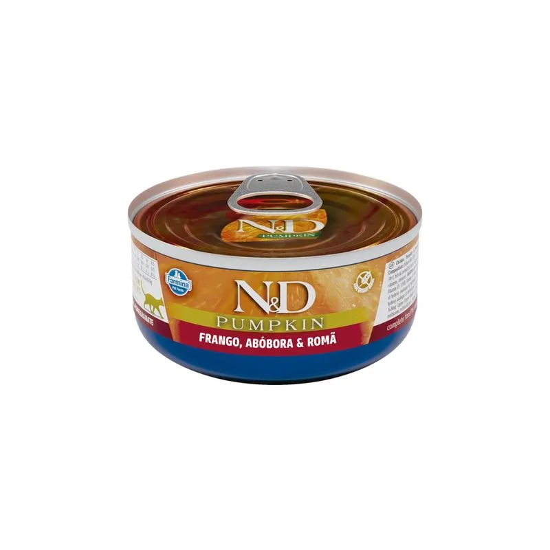 Ração Úmida nd Pumpkin Feline Frango, Abóbora Romã para Gatos Adultos - 70Gr