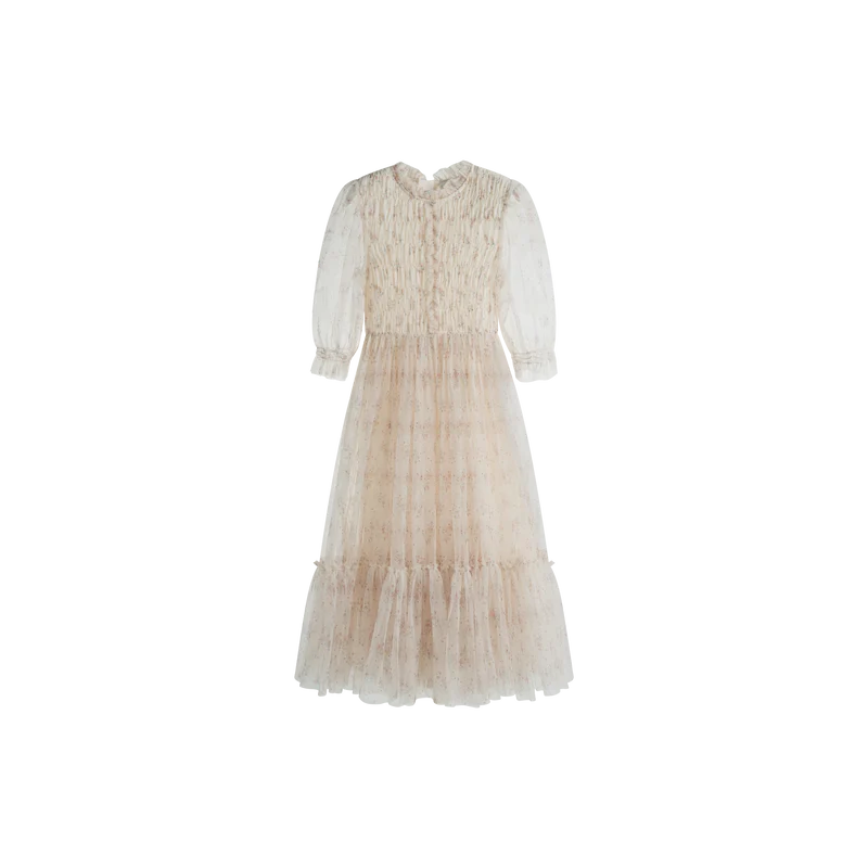CERA UNA VOLTA CREAM FLORAL TULLE GATHERED GOWN [FINAL SALE] 14