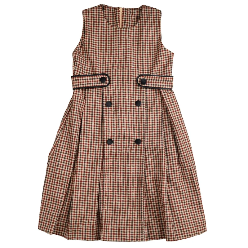 BELATI WINE HOUNDSTOOTH DOUBLE BREASTED DRESS 8