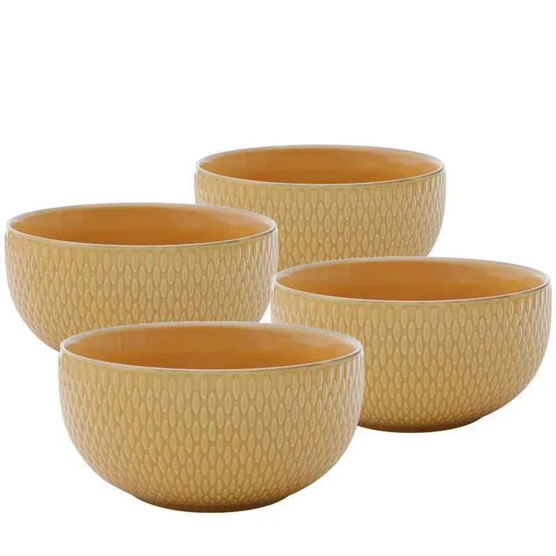 Conjunto De Bowl Tigelas De Porcelana 700ml Amarelo 4 Peças