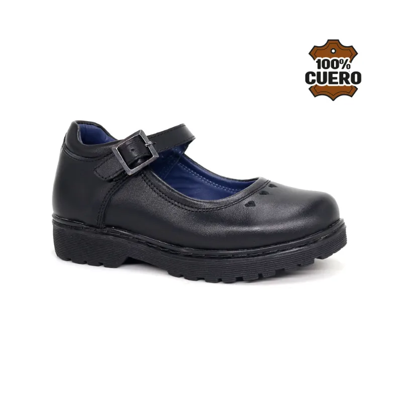 Zapatos Escolares Cuero Niña CORA-MV26Q1N NEGRO 27