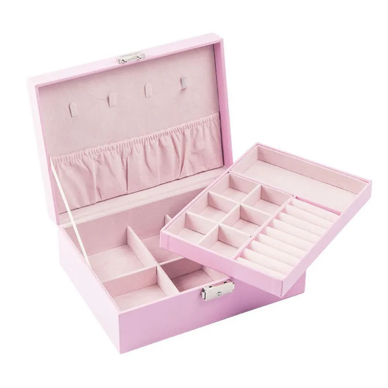 Joyero Mujer Niña 2 Niveles Bandeja Extraíble Rosado