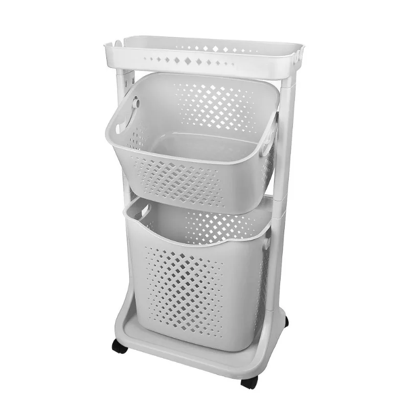 Organizador para Lavanderia Pratic Casa com 2 Cestos, Cinza