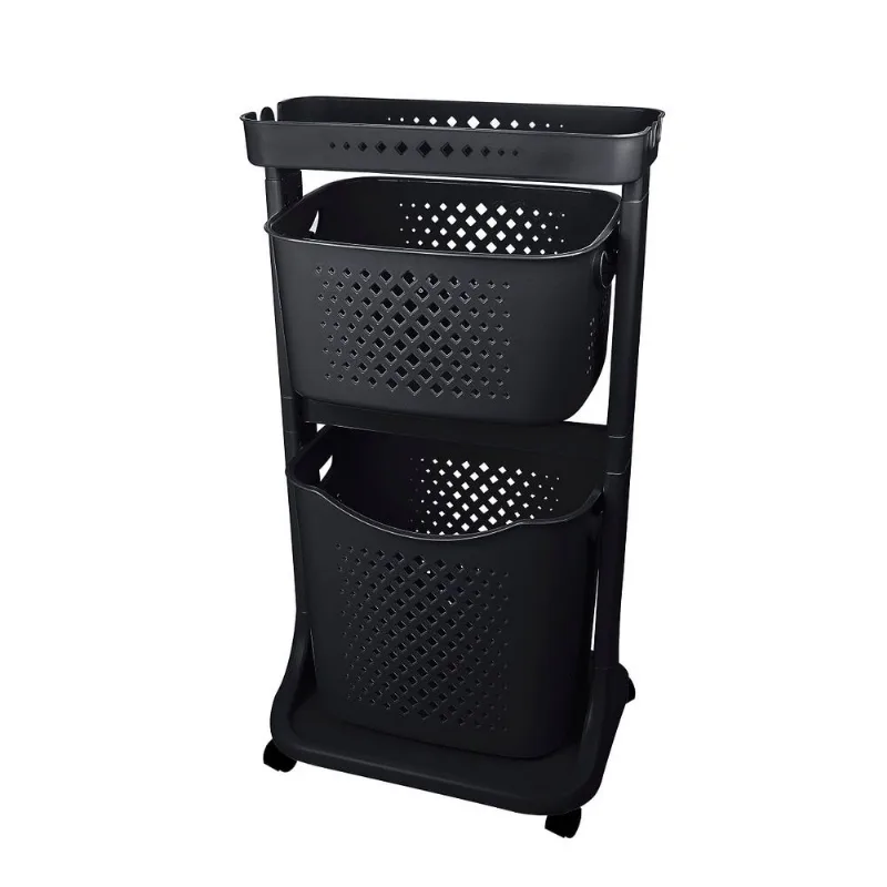 Organizador para Lavanderia Pratic Casa com 2 Cestos, Preto