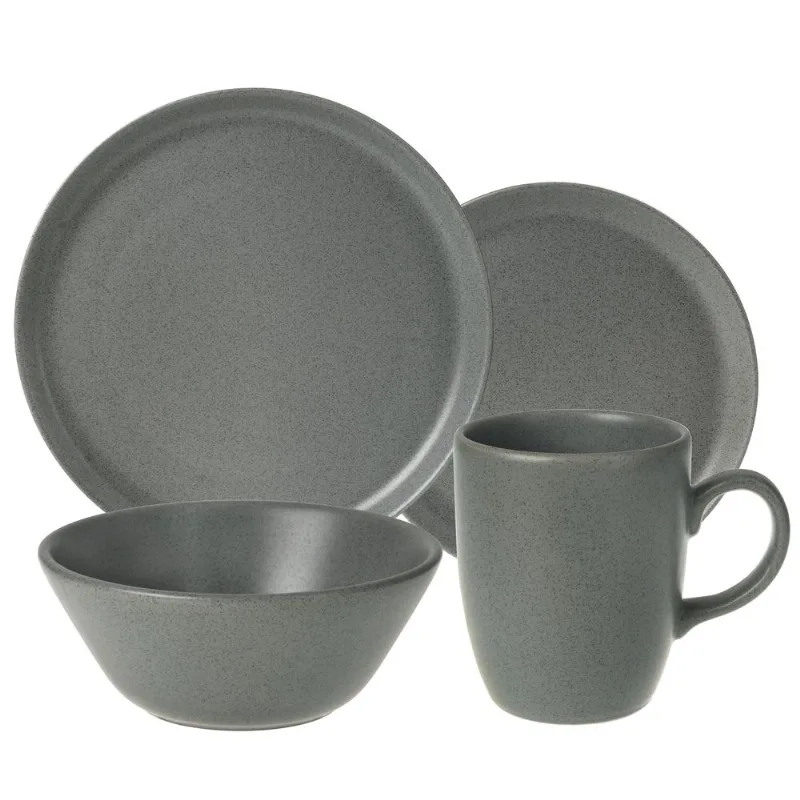 Vajilla 16 Piezas Plato Playo Postre Bowl Jarro Mug Ceramica Aston