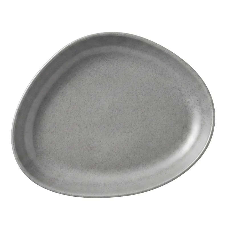 Plato Postre Tetra Gris Cerámica 23 Cm