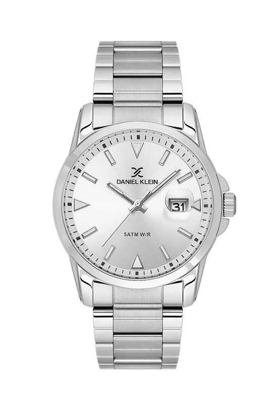 Stainless Steel Case & Silver Dial Watch With Stainless Steel Bracelet - Silver Silver / OneFit / Leather