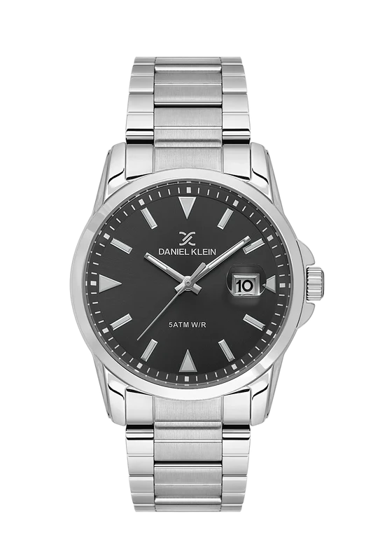 Stainless Steel Case & Black Dial Watch With Stainless Steel Bracelet - Silver Silver / OneFit / Metal