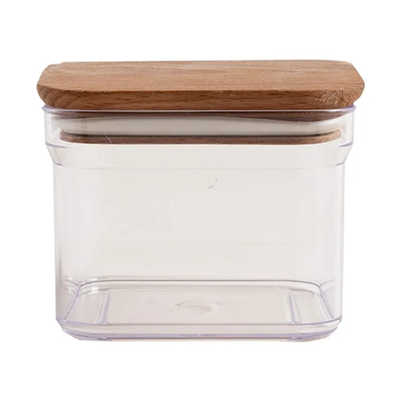 Recipiente cuadrado acrílico tapa de madera 1000 ml