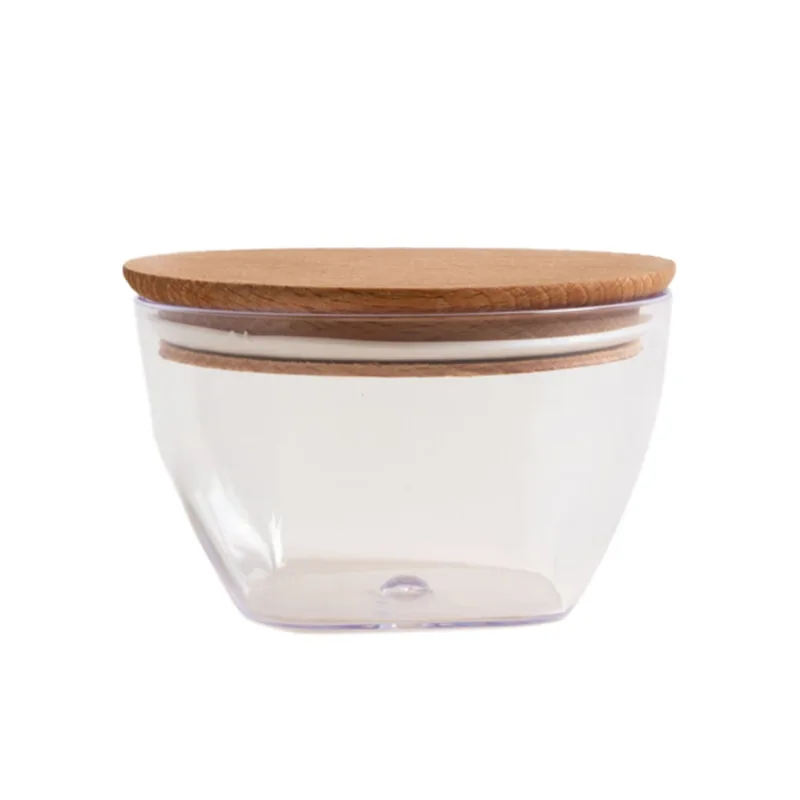 Recipiente Conico Acrilico Tapa De Madera 300