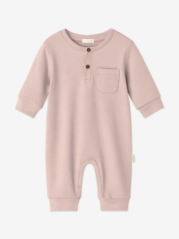 Mininio Baby Girls Organic Cotton Romper in Pink Pink / 18 - 24 Mths