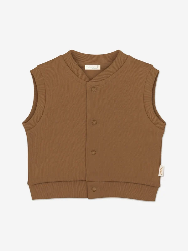 Mininio Baby Organic Cotton Vest in Brown Brown / 0 - 3 Mths